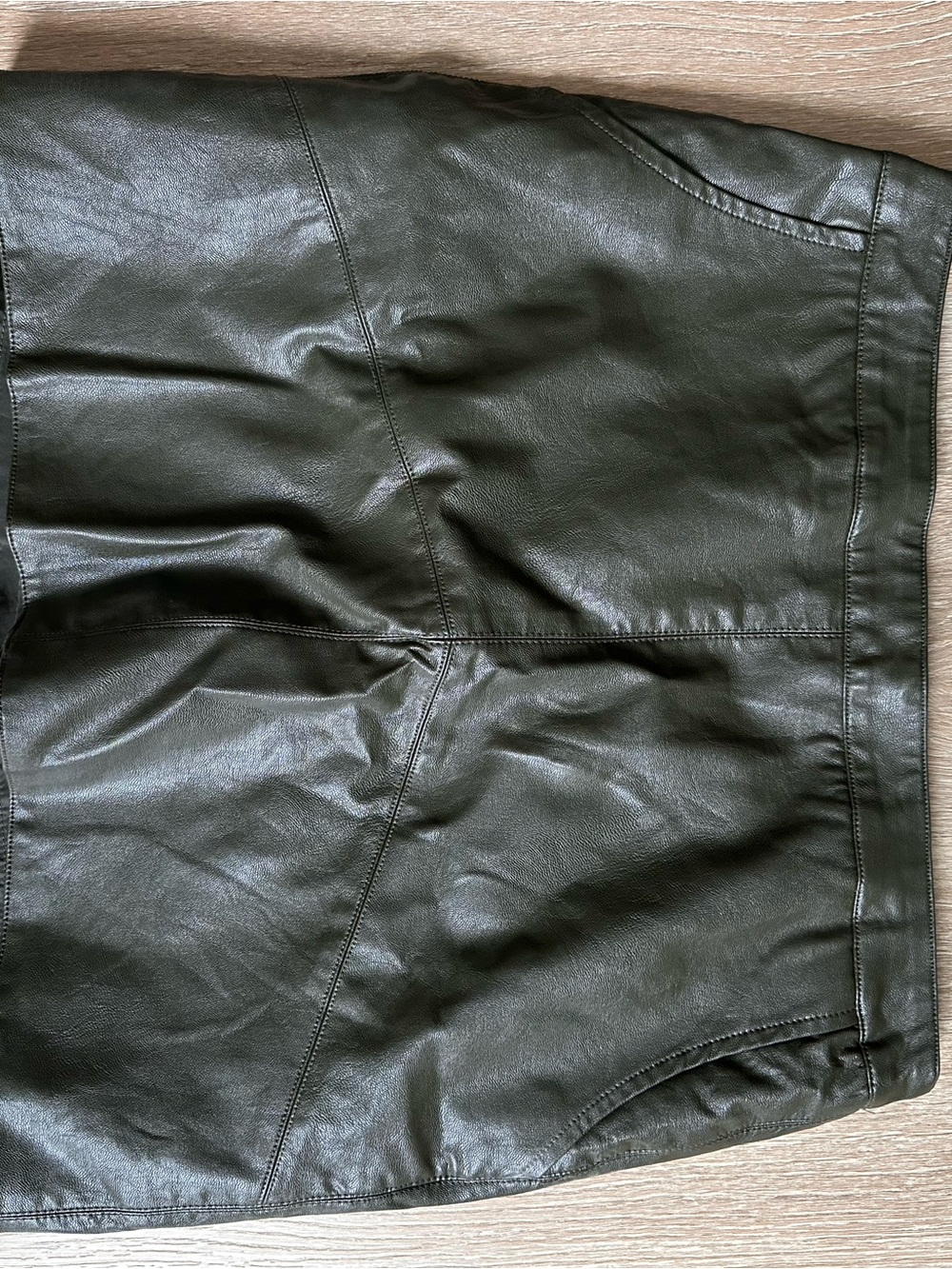 Women's Olive Green Faux Leather Skirt